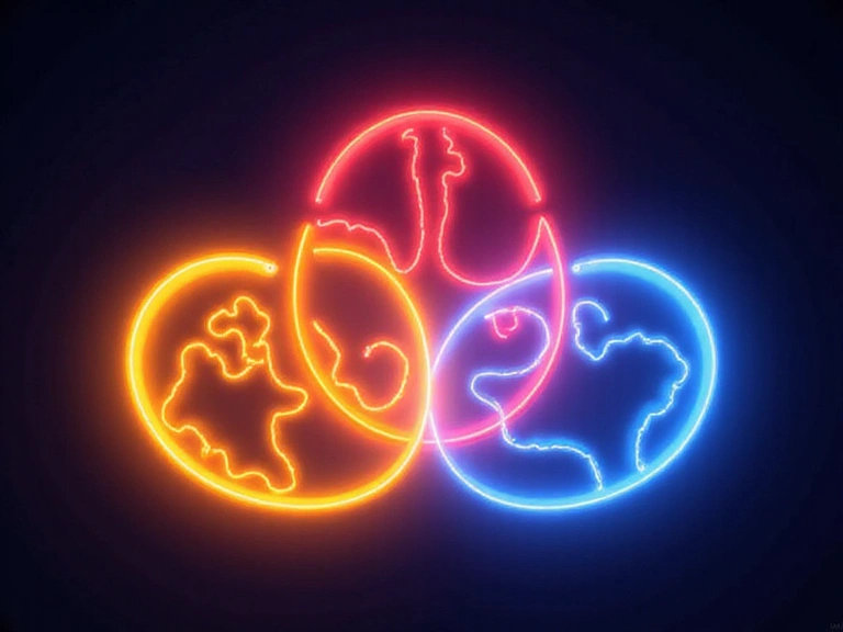 Abstract, glowing symbols representing community, fun, and safety intertwined.
