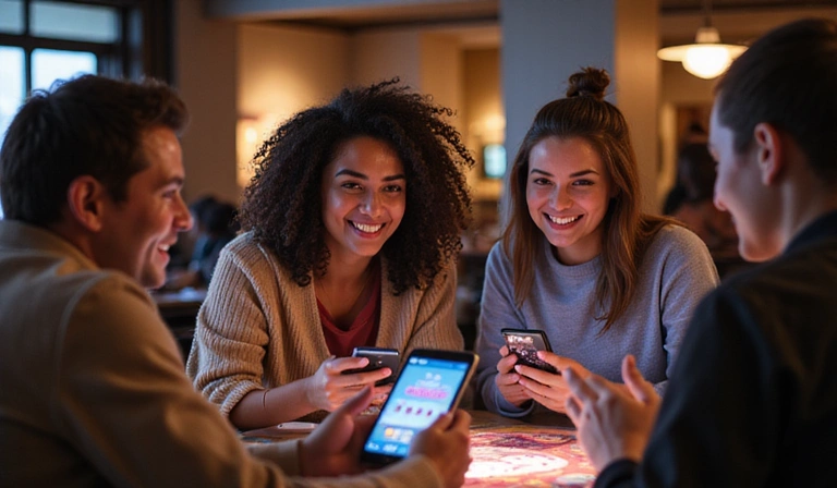 People playing social casino games