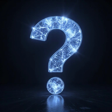 Stylized question mark icon with glowing elements