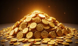 Large pile of 10,000 virtual gold coins overflowing
